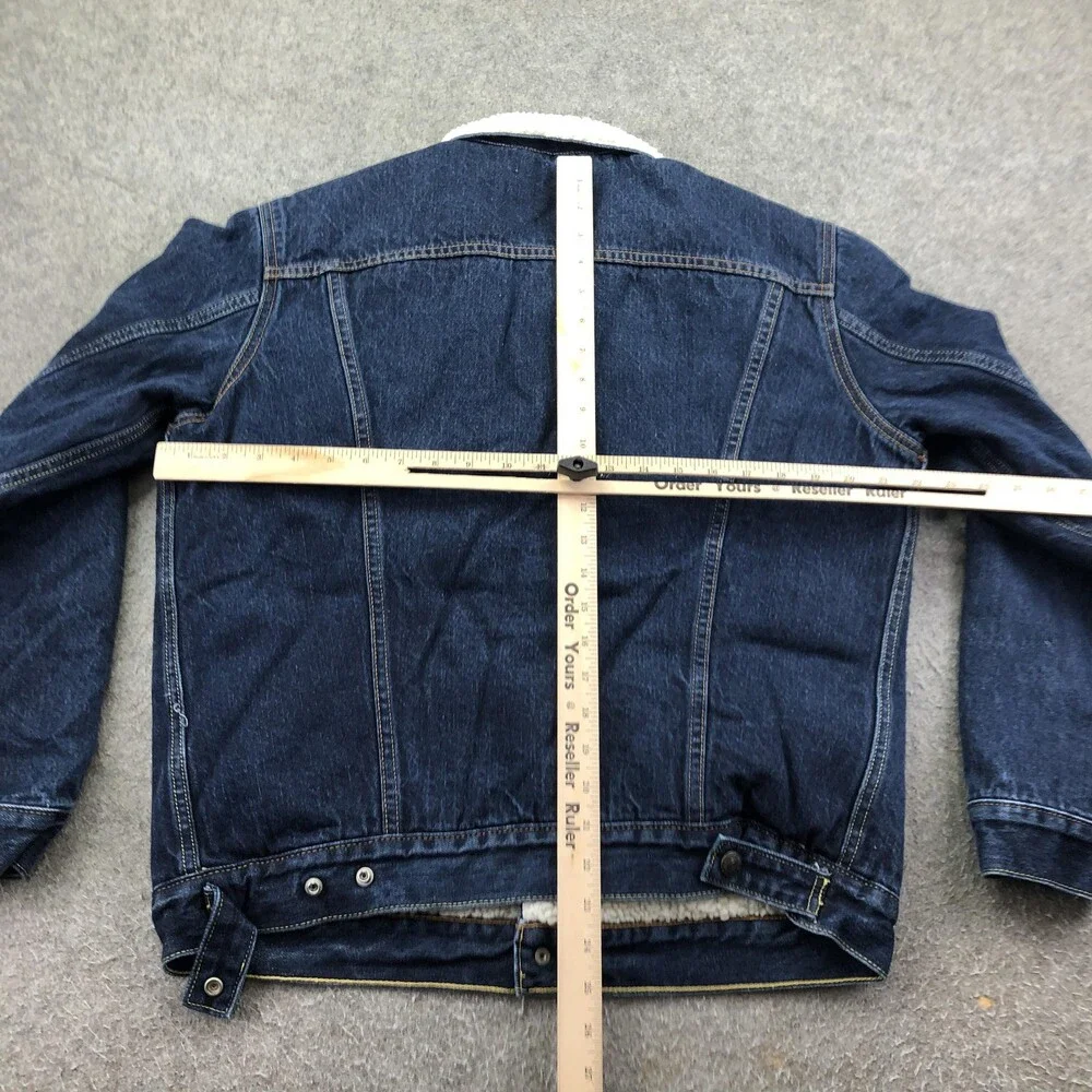 Levi's Jacket Mens Medium Blue Denim Sherpa Lined Bomber Button Winter Coat